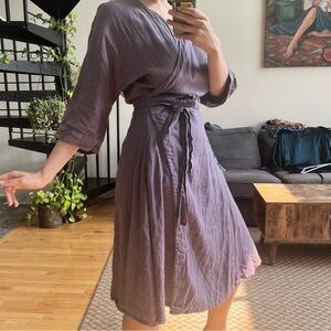Vintage linen wrap dress